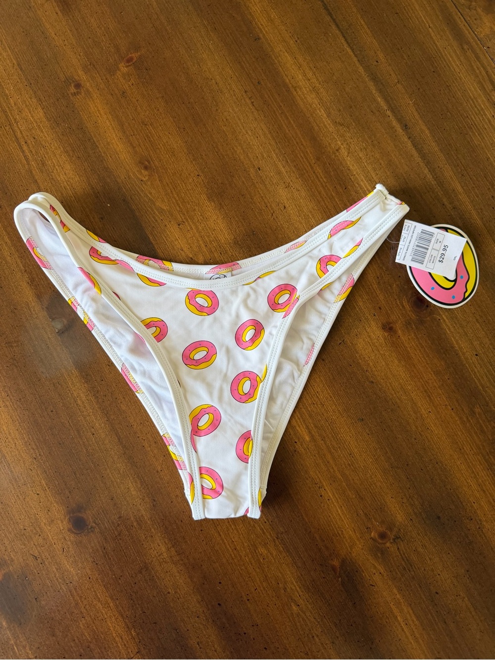 Odd Future White Bikini Bottom with Pink & Yellow Donut Print